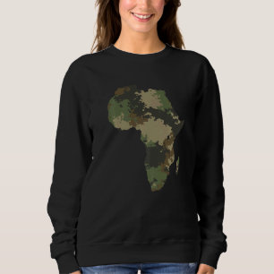 Camiseta Mapa do Continente Africano Padrão Camuflagem Defe