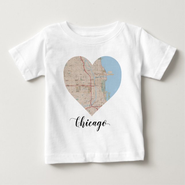 Camiseta Mapa do coração de Chicago (Frente)