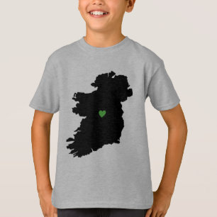 Camiseta Mapa do coração irlandês do verde do orgulho de