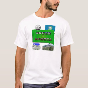 Camiseta Mapa do Dakota do Sul, Texto Fotográfico, Faux Qu