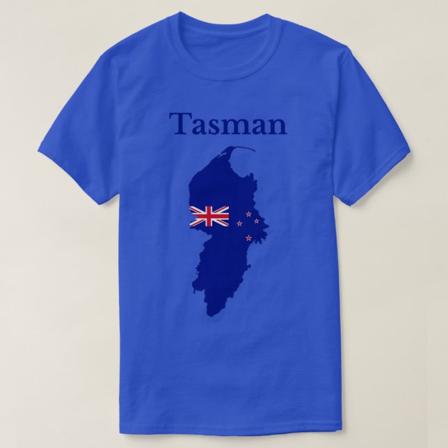 Camiseta Mapa do Distrito de Tasman na Nova Zelândia (Frente do Design)