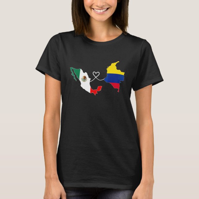Camiseta Mapa do DNA da Bandeira Half Colombiana Half Mexic (Frente)