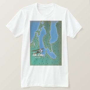 Camiseta Mapa do Elk Lake Michigan