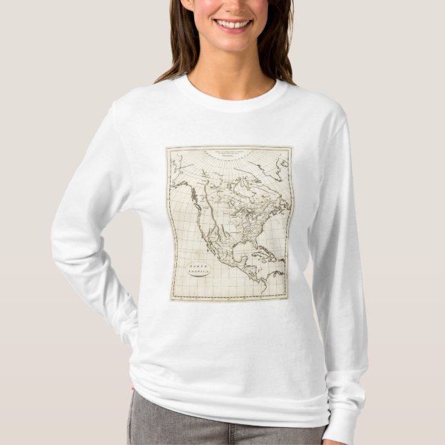Camiseta Mapa do esboço de America do Norte (Frente)