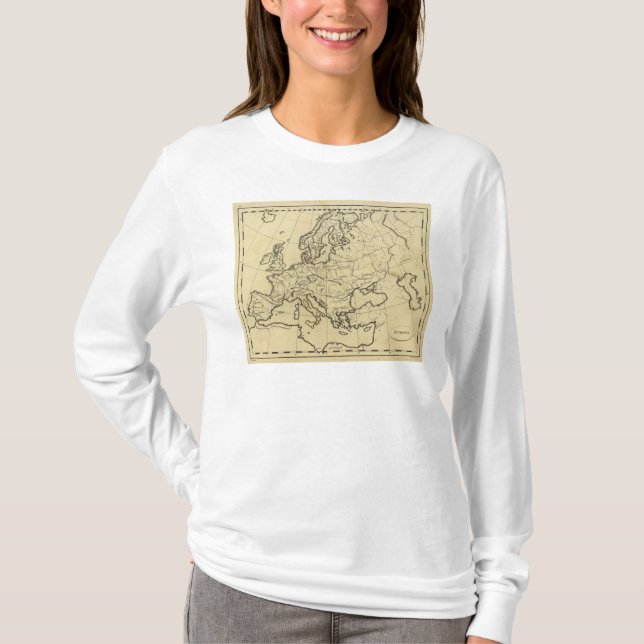 Camiseta Mapa do esboço de Europa (Frente)