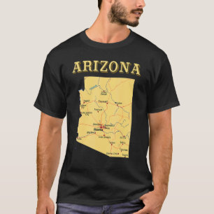 Camiseta Mapa Do Estado Da Arizona Que Mostra As Grandes Es