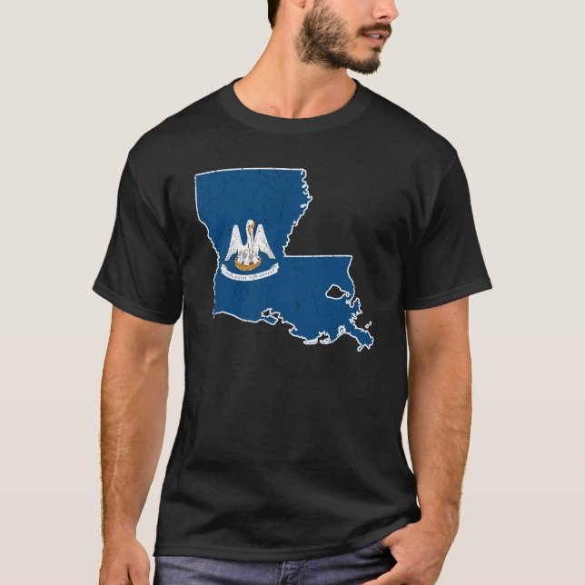 Camiseta Mapa do Estado da Louisiana (Frente)