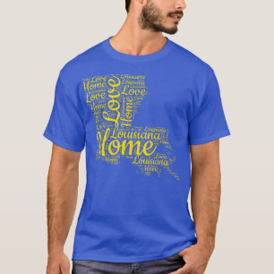 Camiseta Mapa do Estado da Louisiana Gift LA Dourado Love T