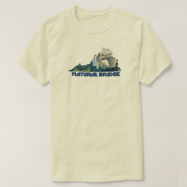 Camiseta Mapa do Estado da Virgínia Natural Bridge (Frente do Design)