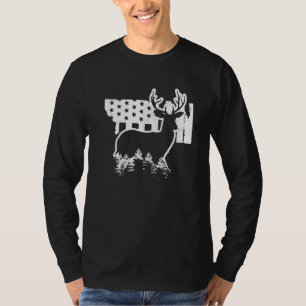 Camiseta Mapa do Estado de Caça ao Alce de Montana Bandeira