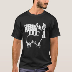 Camiseta Mapa do Estado de Caça ao Alce de Nebraska Bandeir