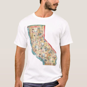 Camiseta Mapa do estado de Califórnia do vintage