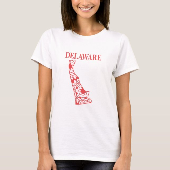 Camiseta Mapa do Estado de Delaware, feito em Delaware (Frente)