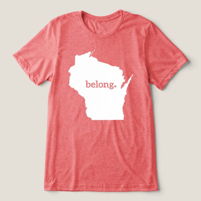 Camiseta Mapa do Estado de Heart Wisconsin Belong (Design frontal)