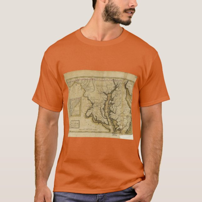 Camiseta Mapa do Estado de Maryland 1795 (Frente)