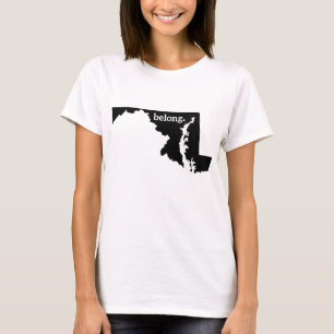 Camiseta Mapa do Estado de Maryland Belong
