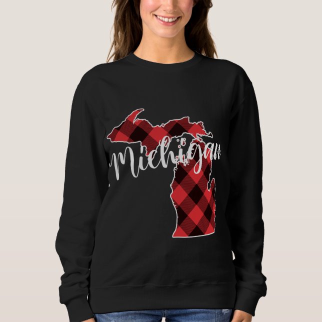 Camiseta Mapa do Estado de Michigan Xadrez Buffalo MI Natal (Frente)