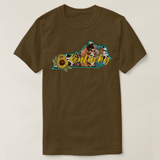 Camiseta Mapa do Estado de Sunflower de Kentucky (Frente do Design)