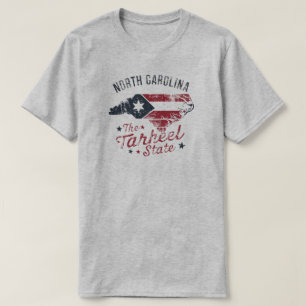 Camiseta Mapa do Estado de Tarheel na Carolina do Norte