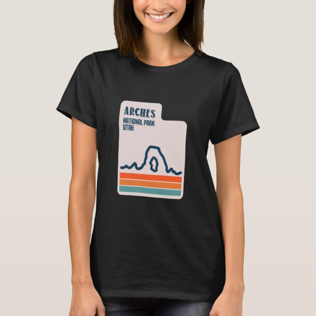 Camiseta Mapa do Estado de Utah com Delicate Arch Arches Na (Frente)