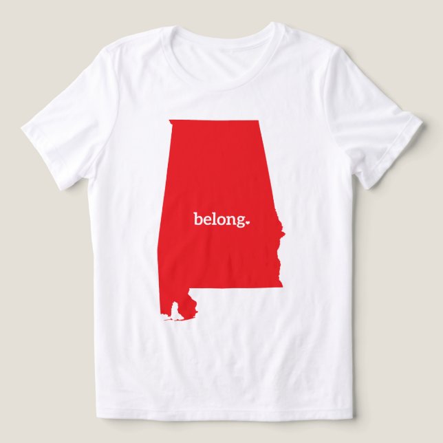 Camiseta Mapa do Estado do Alabama Belong (Design frontal)