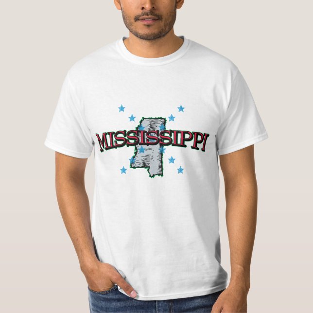 Camiseta Mapa do Estado do Mississippi (Frente)