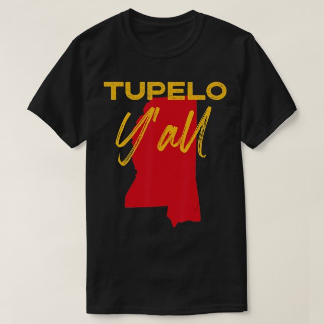 Camiseta Mapa do Estado do Orgulho MS em Tupelo Mississippi (Frente do Design)