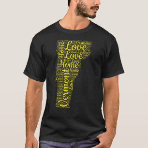 Camiseta Mapa do Estado Natal de Vermont Tipo Vt Amor Mapa