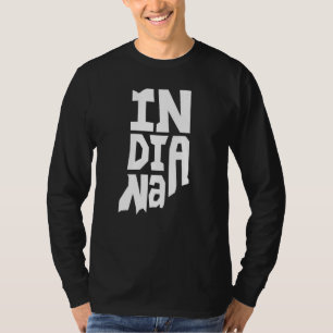 Camiseta Mapa do Estado Natal Patriótico de Indiana Forma d