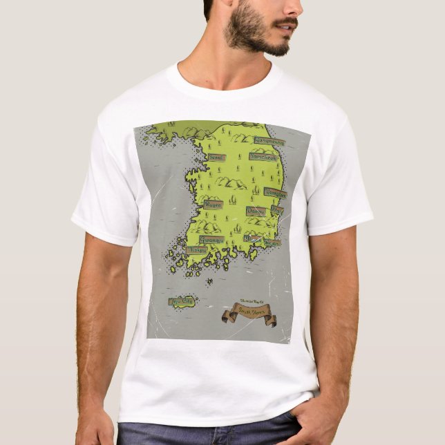 Camiseta Mapa do estilo de colheita da Coreia do Sul (Frente)