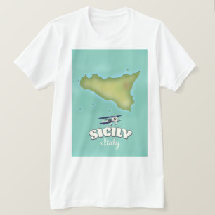 Camiseta Mapa do estilo de colheita da Sicília Itália