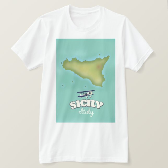 Camiseta Mapa do estilo de colheita da Sicília Itália (Frente do Design)