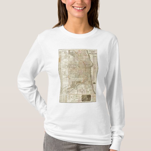 Camiseta Mapa do guia de Blanchard de Chicago (Frente)