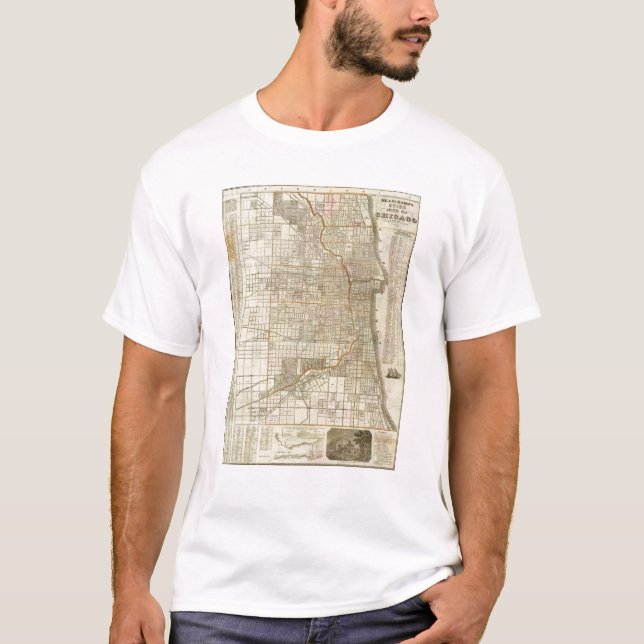 Camiseta Mapa do guia de Blanchard de Chicago (Frente)