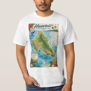 Camiseta Mapa do Havaí Oahu
