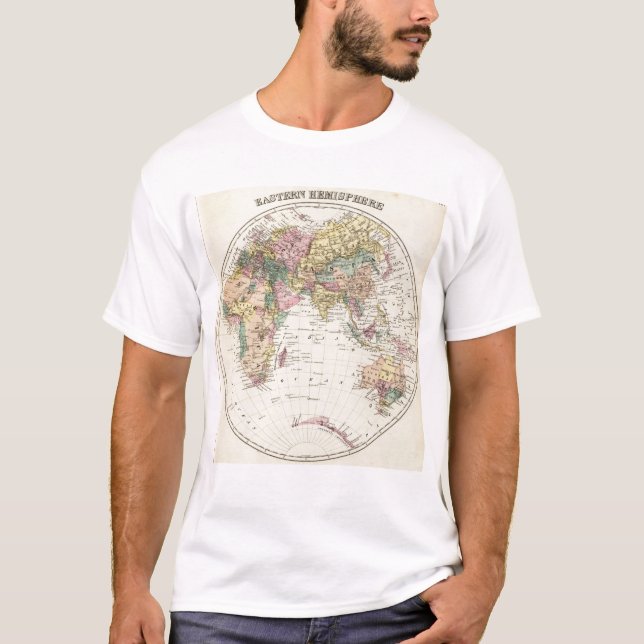 Camiseta Mapa do hemisfério oriental (Frente)