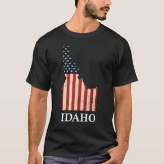 Camiseta Mapa do Idaho Bandeira Estadual Americana 4 De Jul