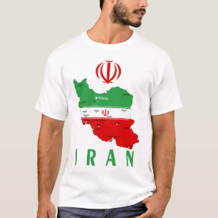 Camiseta Mapa do Irã com Bandeira e Emblema
