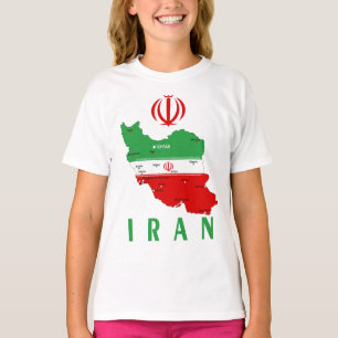 Camiseta Mapa do Irã com Bandeira e Emblema