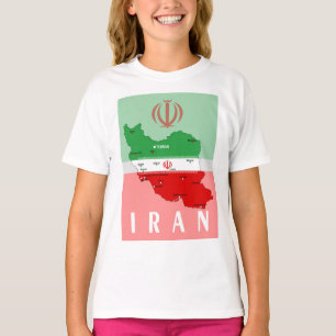 Camiseta Mapa do Irã com Bandeira e Emblema