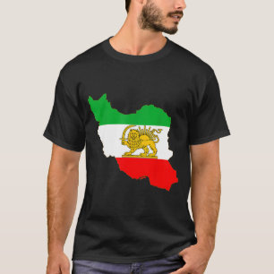 Camiseta Mapa do Irã com emblema de leão e sol, bandeira pe