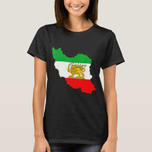 Camiseta Mapa do Irã com emblema de leão e sol, bandeira pe