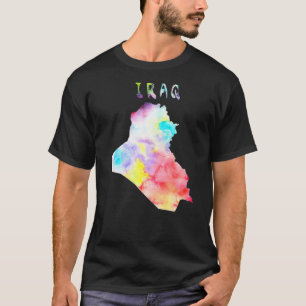 Camiseta Mapa Do Iraque - Ilustra Aquarela Colorida Do Mapa