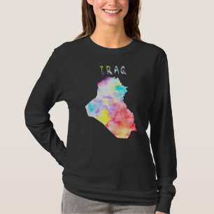 Camiseta Mapa Do Iraque - Ilustra Aquarela Colorida Do Mapa