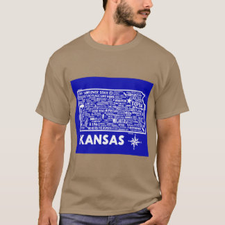 Camiseta Mapa do Kansas Super Dimensionado