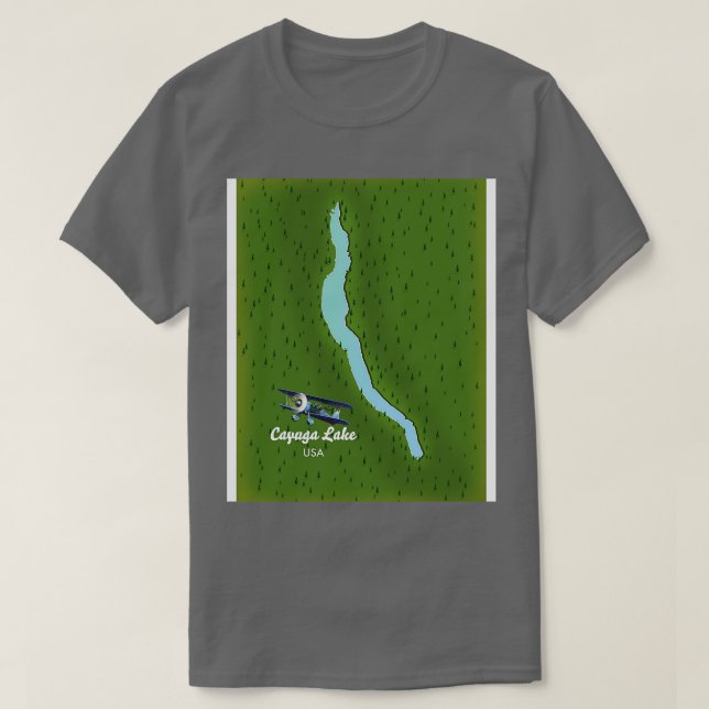 Camiseta Mapa do Lago Cayuga USA (Frente do Design)
