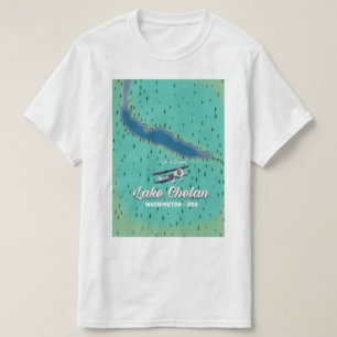 Camiseta Mapa do Lago Chelan Washington