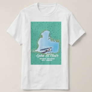 Camiseta mapa do lago das Ruas Clair EUA Canadá
