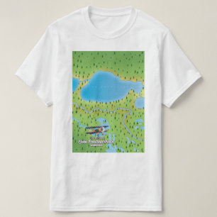 Camiseta Mapa do lago do Lago Pontchartrain Louisiana
