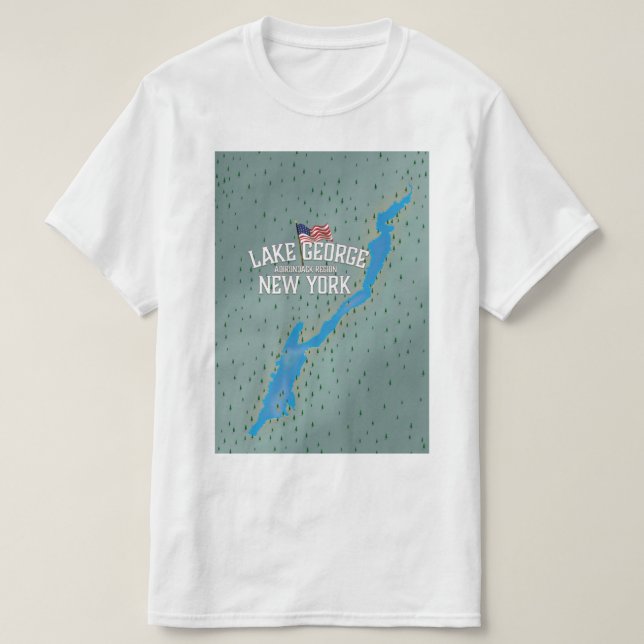 Camiseta Mapa do Lago George Nova York (Frente do Design)